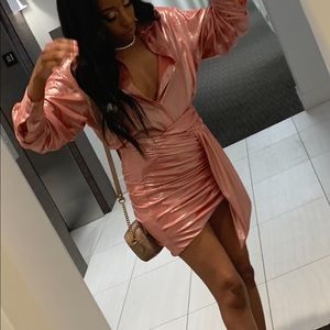 Metallic Pink Skirt & Top Set